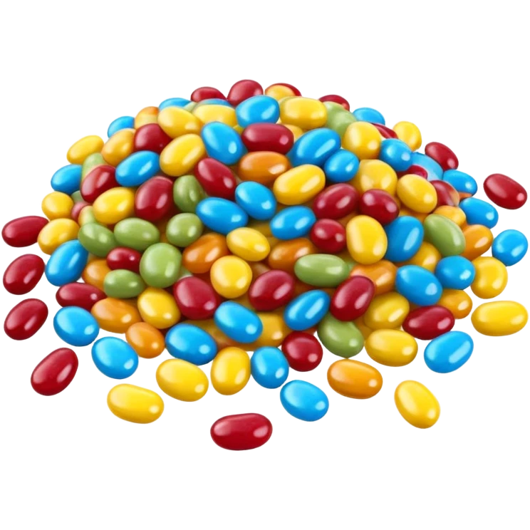3D render of Jellybean Path, made entirely of dessert materials, glistening sugar crystal texture, pile of multi-colored glossy beans (yellow, blue, red), delicious confectionery aesthetic, Apple emoji style, isolated on white background --v 6.0. emoji