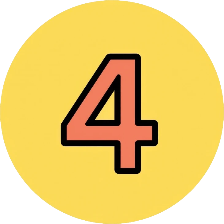 Number 4 on a yellow volumetric background emoji