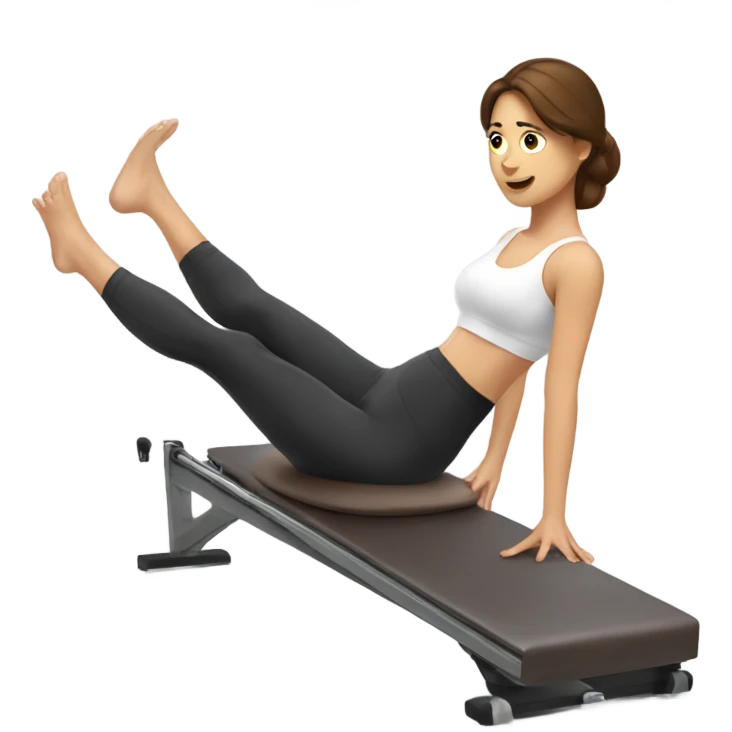 Lady with brown hair doing Pilates on a reformer  emoji