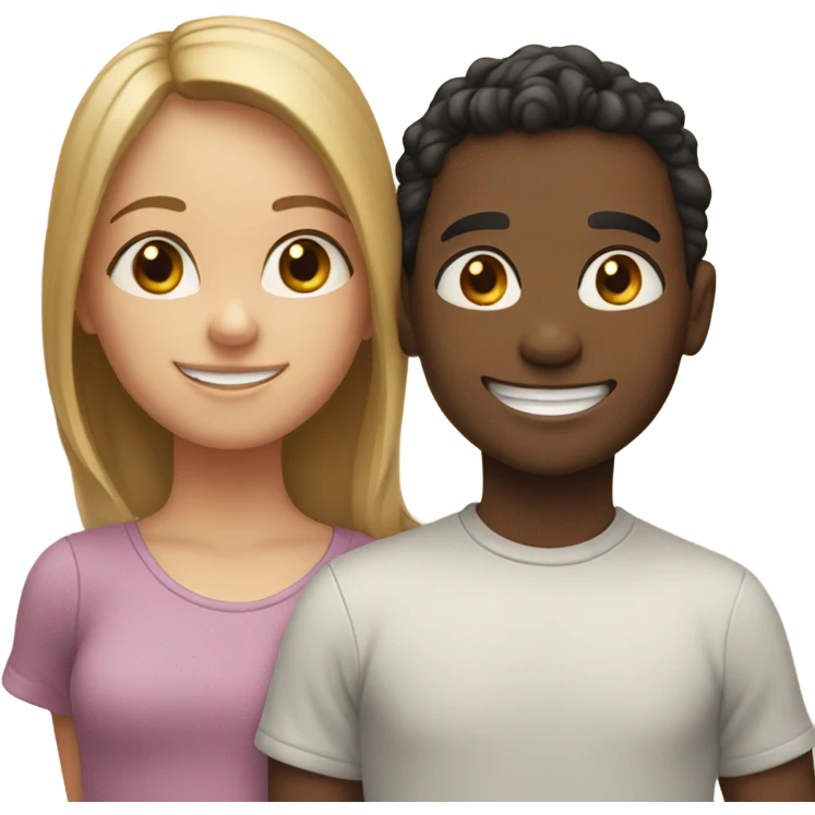 2 girls 1 boy smiling emoji