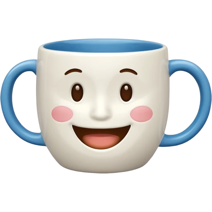 Coffee mug with closed mouth smile emoji