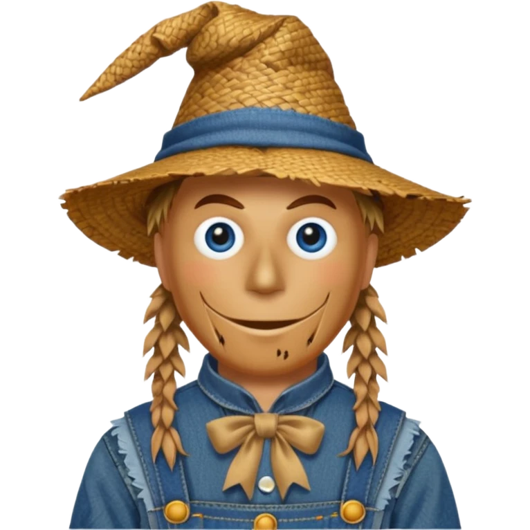 Scarecrow from the Wizard of Oz with dark blue eyes and outfit emoji