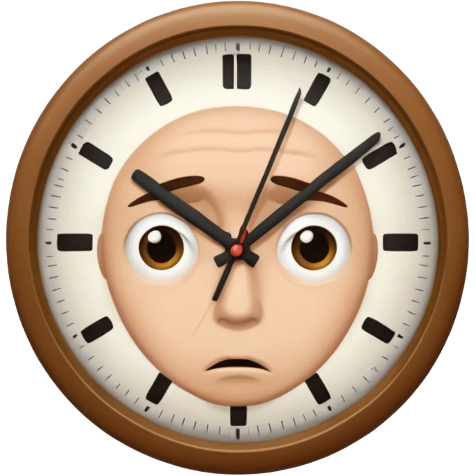 Create a hurried expression holding a clock emoji