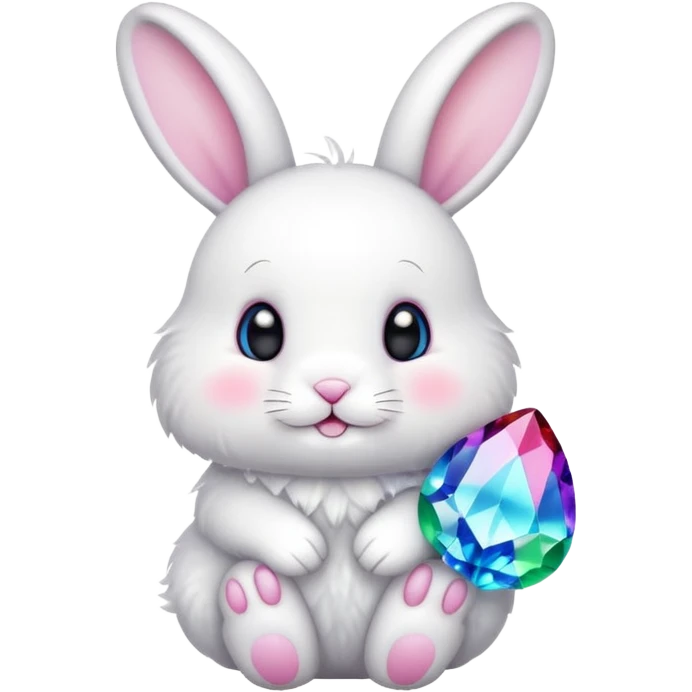 White Bunny with colours cristal emoji