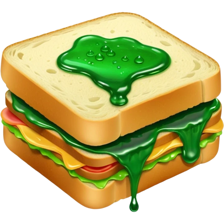 A sandwich with green goop syrup on top emoji