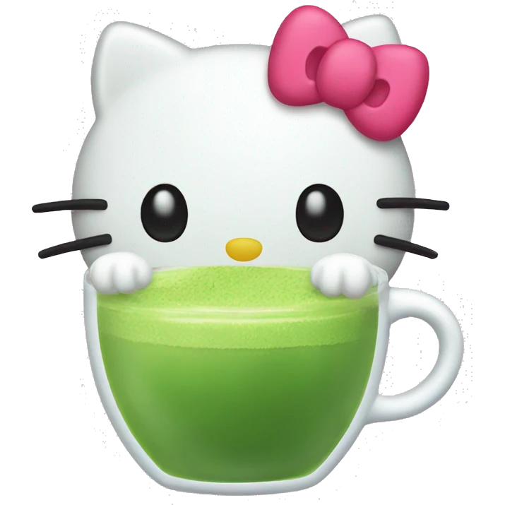 hello kitty drinking matcha emoji