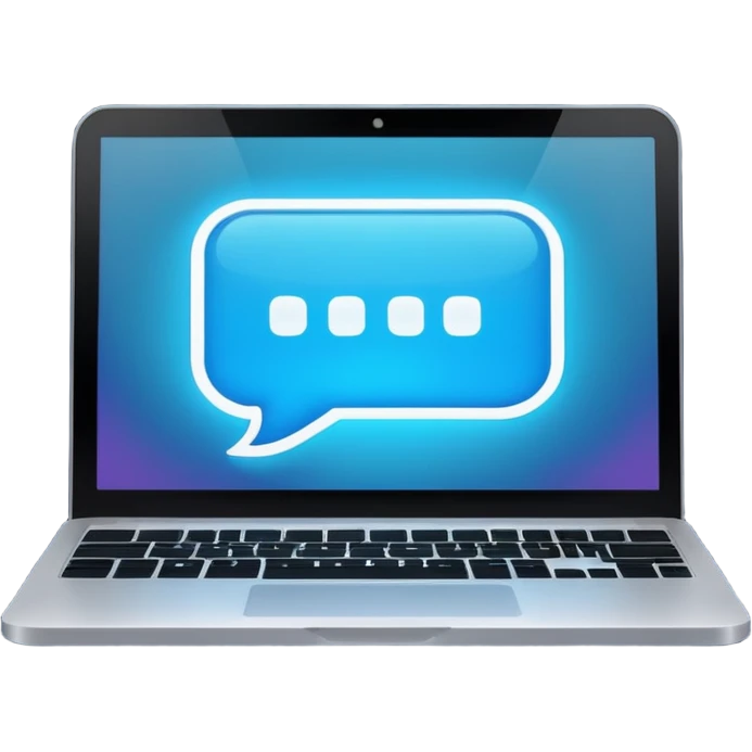 laptop screen with a chat bubble emoji