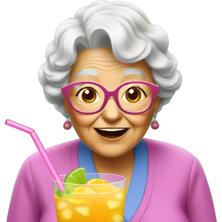 granny drink many coctail emoji