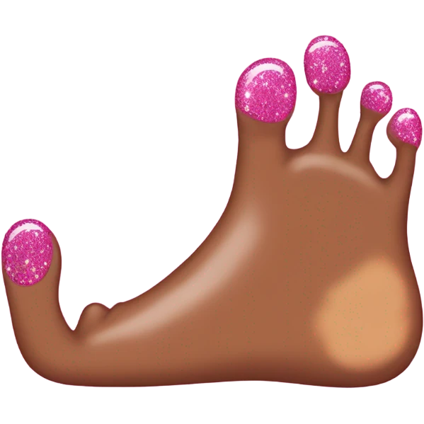 Brown foot with glitter pink nail polish emoji