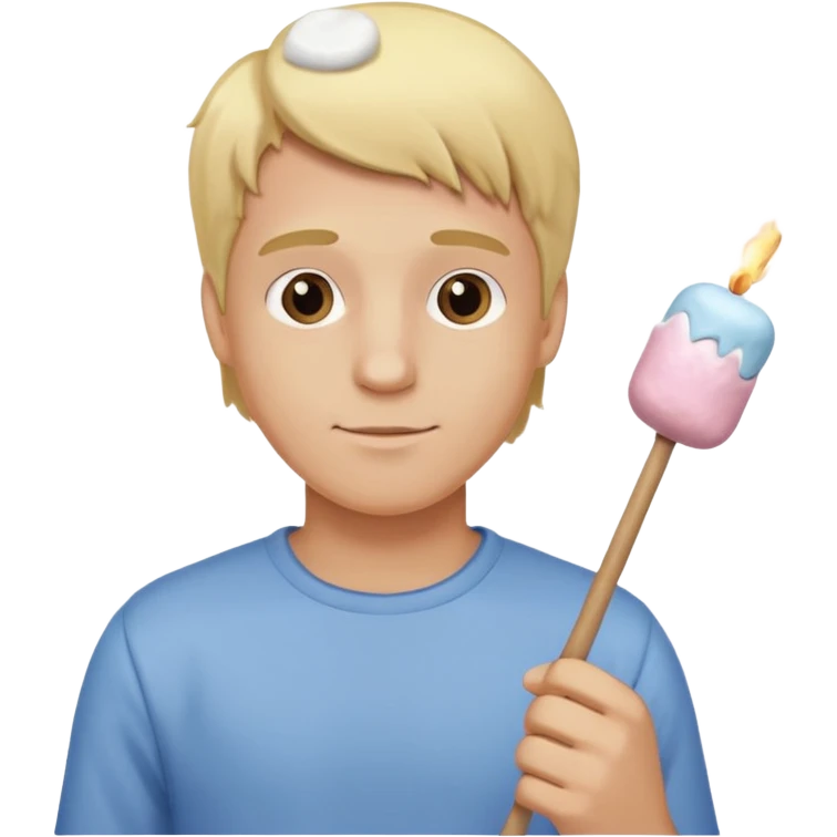 bşonde male holding marshmallow stick emoji