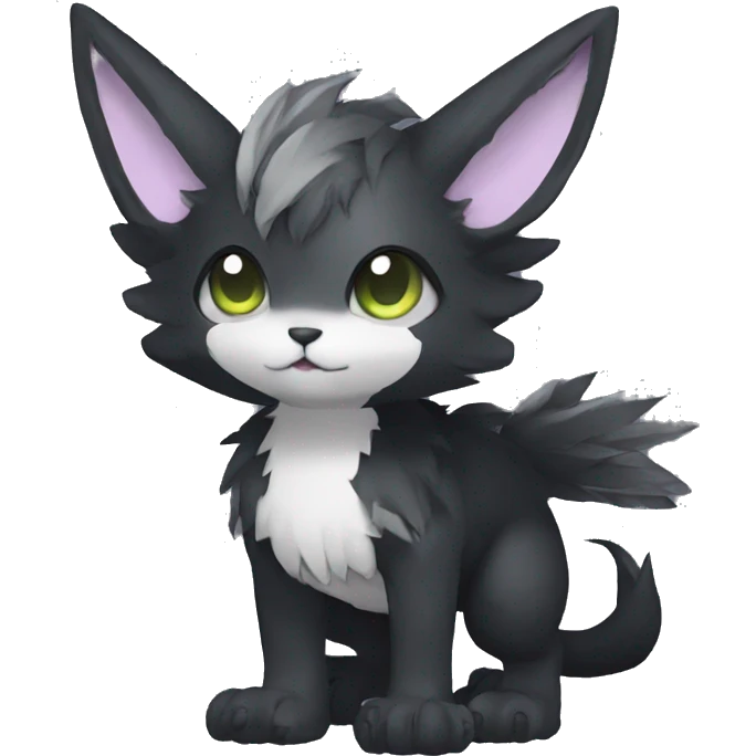 Kawaii edgy fantasy dark-themed animal hybrid Fakemon full body emoji