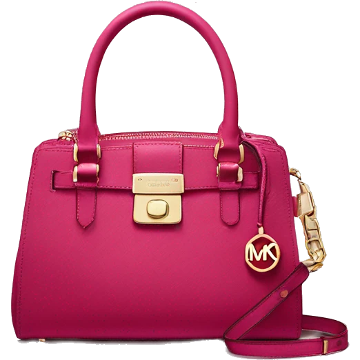 Realistic raspberry color Michael Kors satchel hand bag isolated. emoji