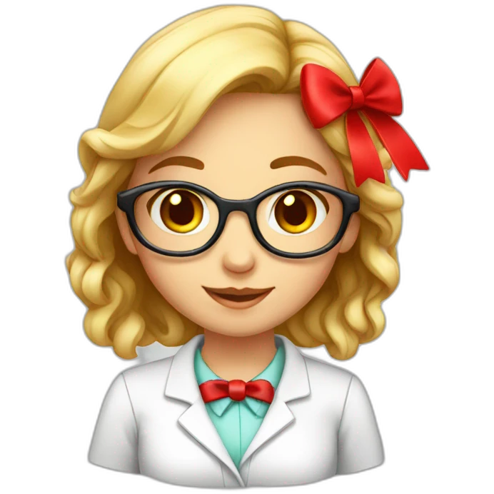 young chemist girl red bow emoji