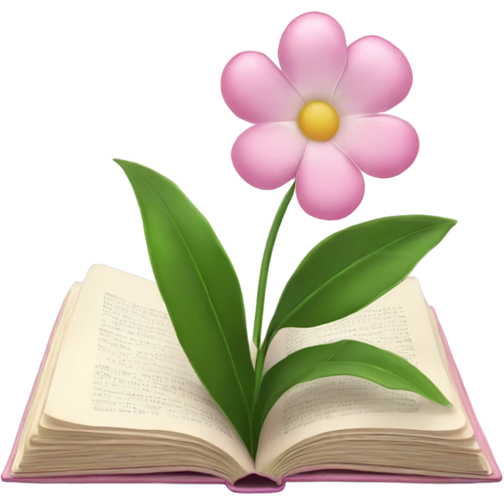 Realistic Open book with light pink flower inside emoji