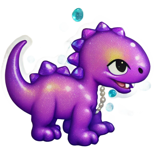 Lisa frank glitter pretty water dinosaur with pearls emoji