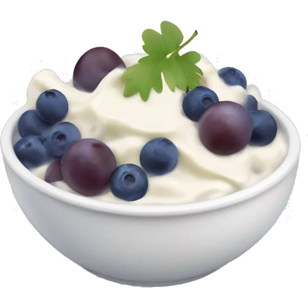 yoghurt bowl with grapes and blueberries emoji