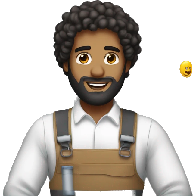 Make me a brown skinned man with curly black hair and a beard working on an hvac system   emoji