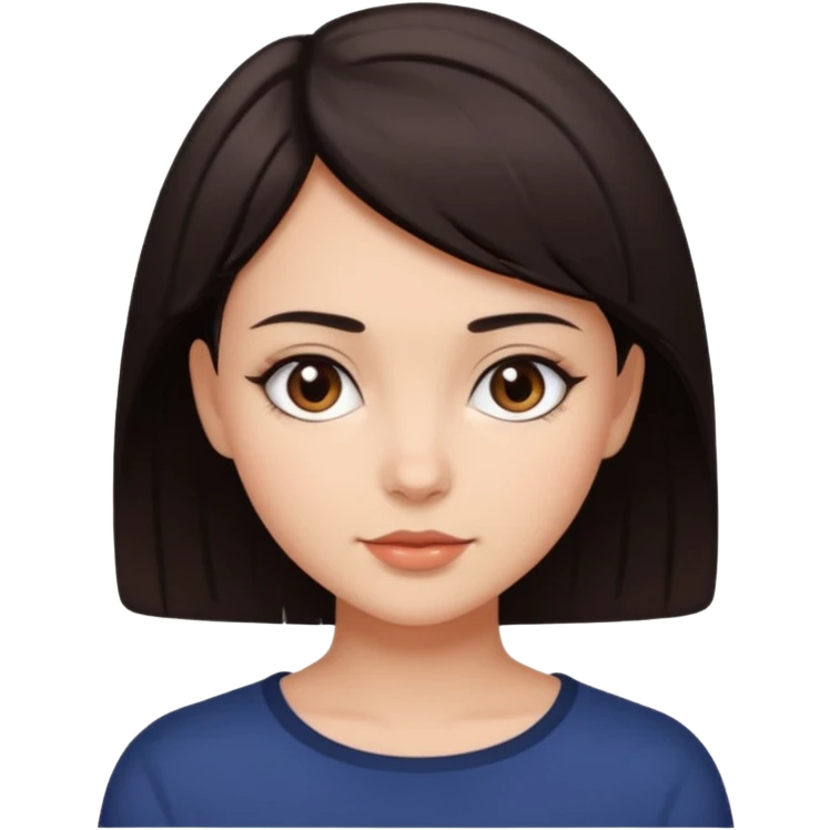 Pretty girl, dark brown short hair, dark brown eyes emoji