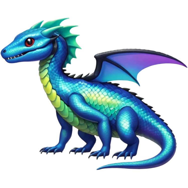Shiny Iridescent Aurorus-Helioptile-Salandit-Fakémon-hybrid-creature (full body)  emoji