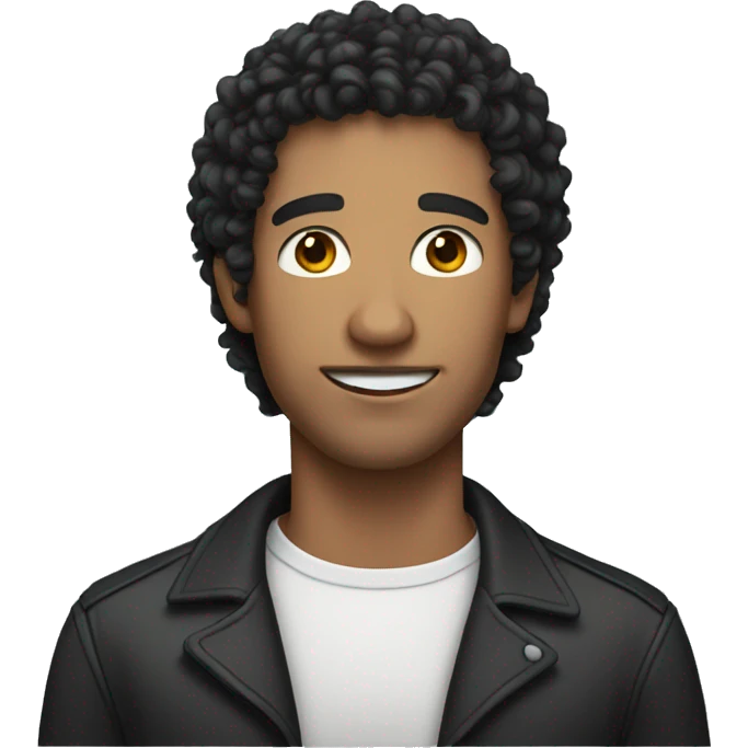 curly-haired man with black hair emoji