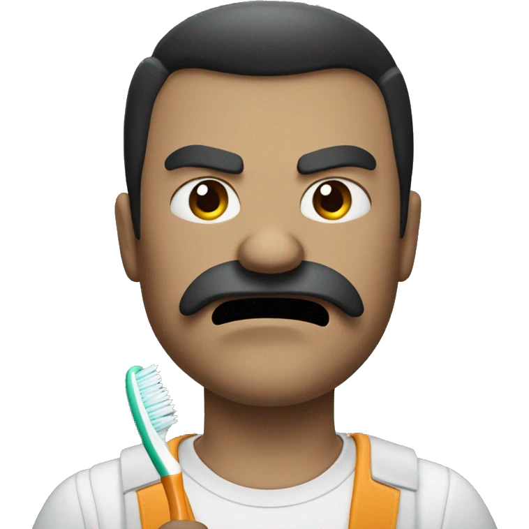 angry man with toothbrush style moustache and dark side bangs. emoji