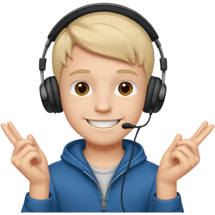 a boy with headphone in his hand not his head emoji