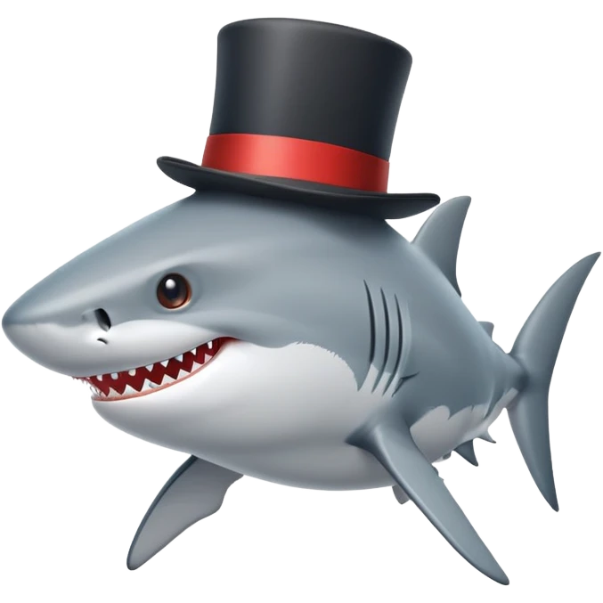 Shark with a top hat emoji