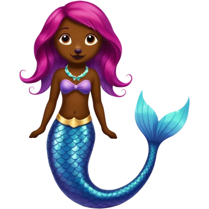 Dark dog with mermaid tail emoji