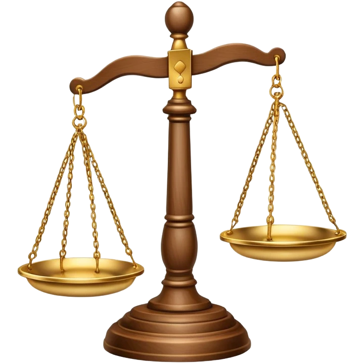 Scales of justice balanced with gavel emoji