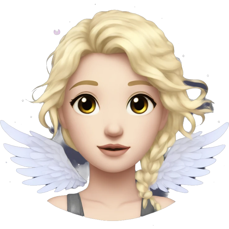 Ethereal galaxy constellation girl blonde hair angel raven wings black wings arrow emoji
