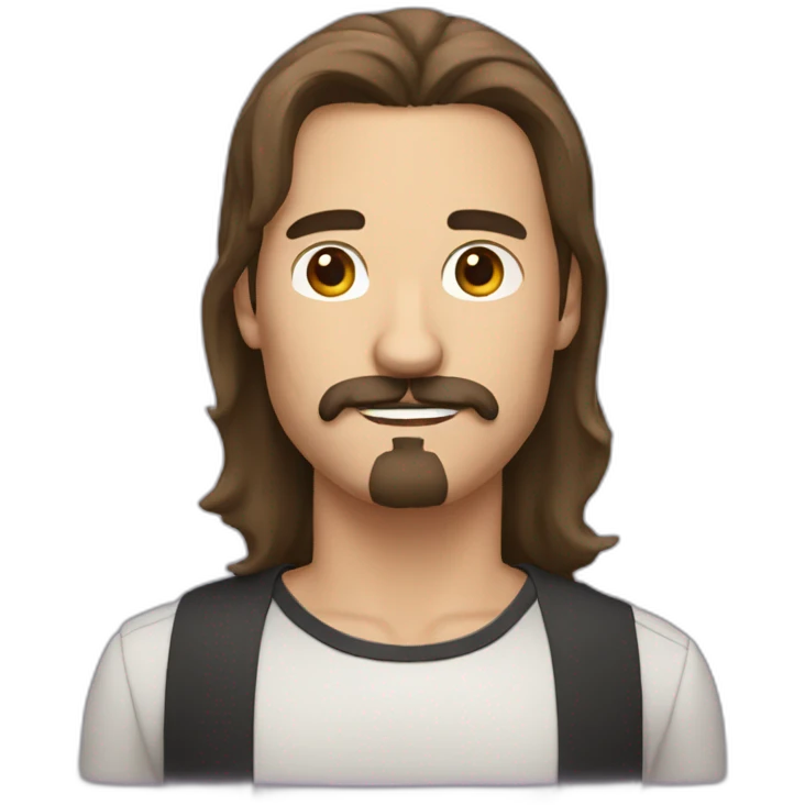 man with brown long hair and black mustache and goatee emoji