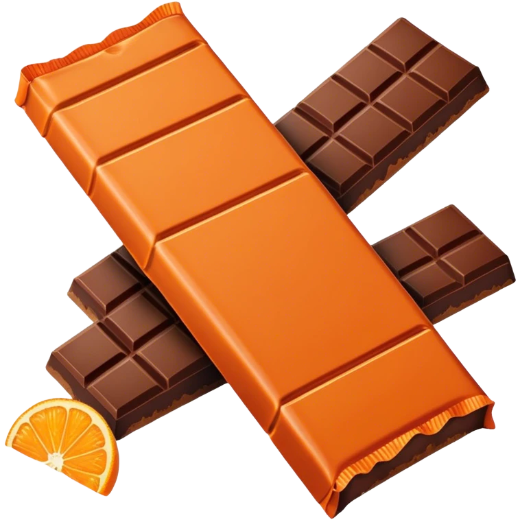 Chocolate bar with orange evalope, front view emoji