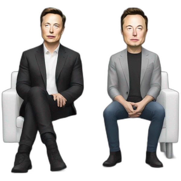 Elon musk sitting with Andrew Tate emoji