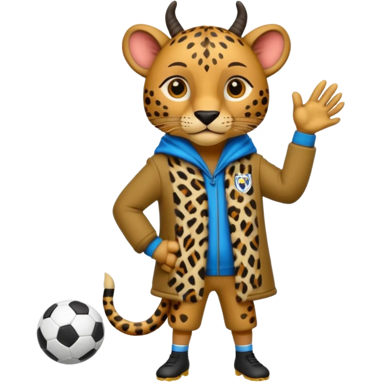 Une biche avec un manteau léopard entrain de jouer au foot emoji