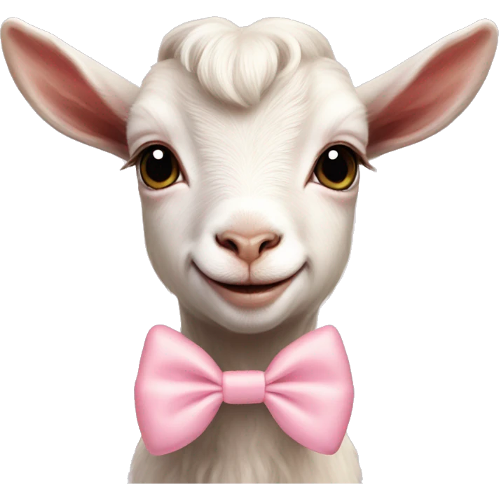 pastel pink baby goat with bow realistic emoji