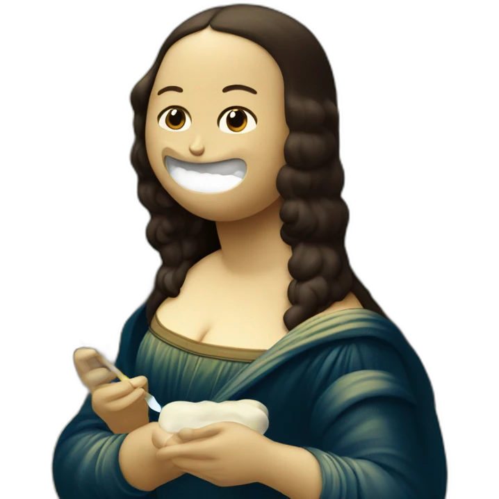 mona lisa brushing her teeth emoji