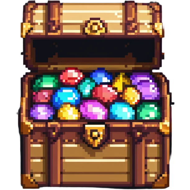 Premium treasure chest overflowing with pixel gems and special member flag emoji