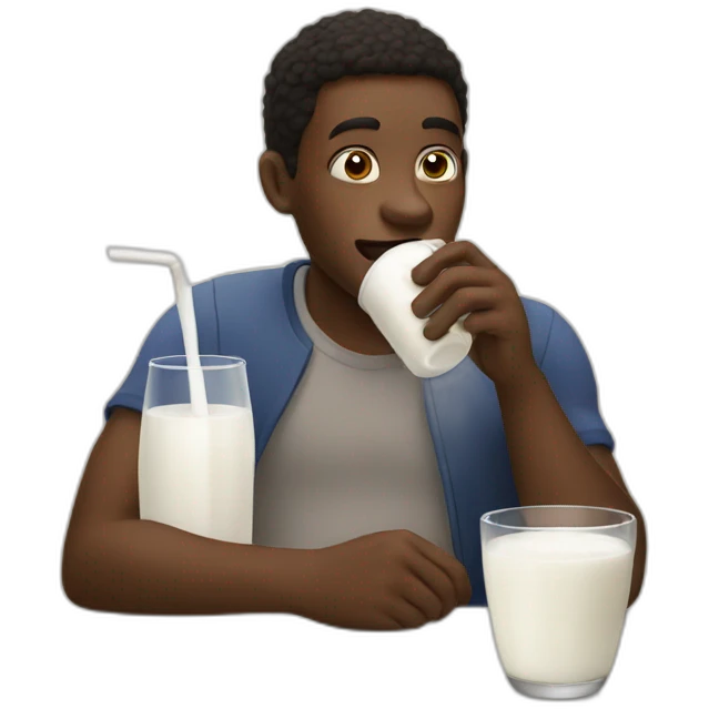 Black guy drinking milk emoji