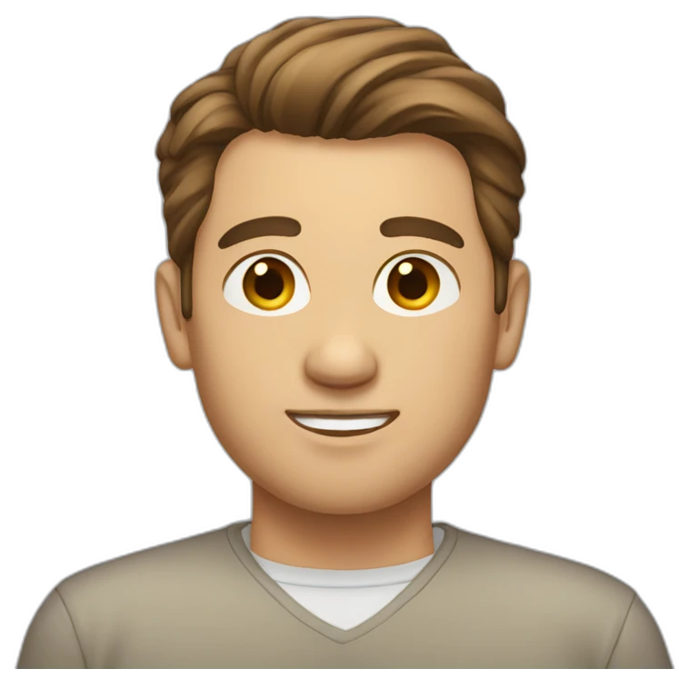 Man with brown hair tied back to his neck emoji