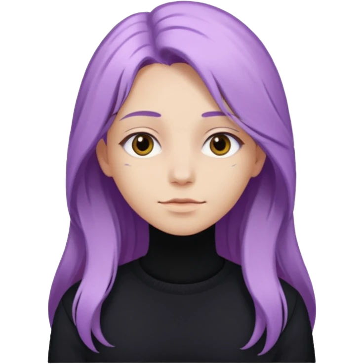 faz menos gótica mas com cabelo roxo claro comprido e camisola preto emoji