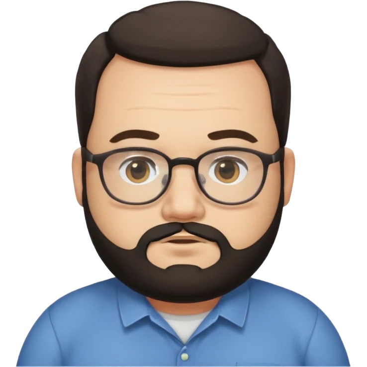 receding hairline, chubby face, with glasses and black beard emoji