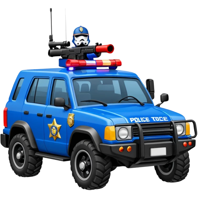 Well armed rugged Imperial Shock Troopers police car off road interceptor from hell emoji