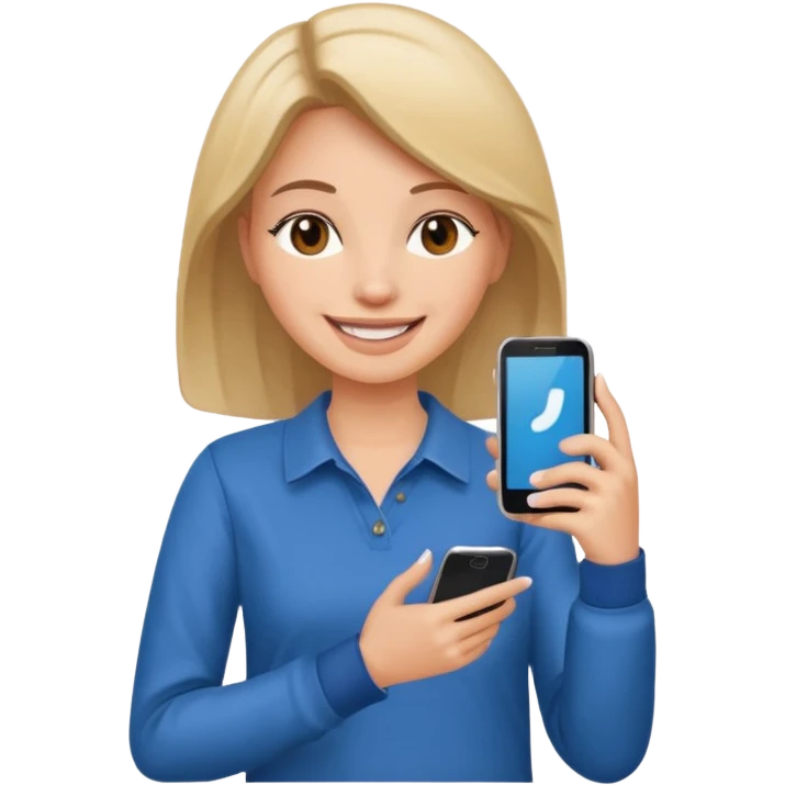 woman casual clothes holding one mobile phone emoji