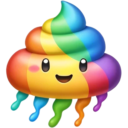 Flying rainbow poop emoji