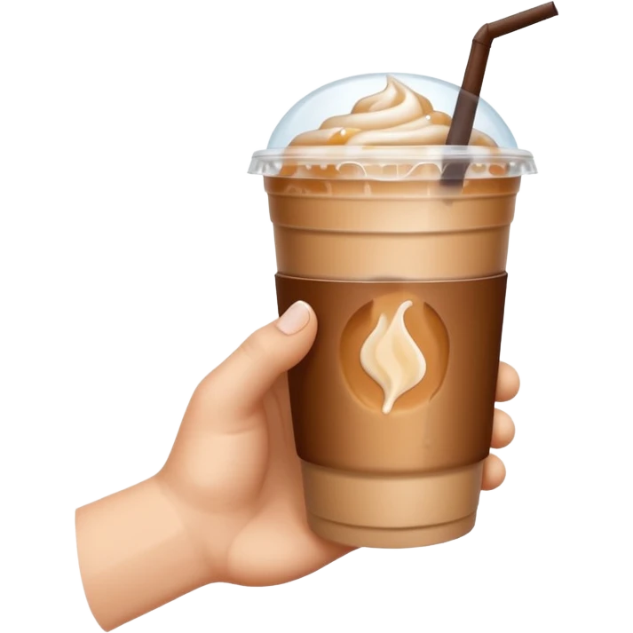 a white hand holding an iced coffee but just the hand and the cup, no faces emoji