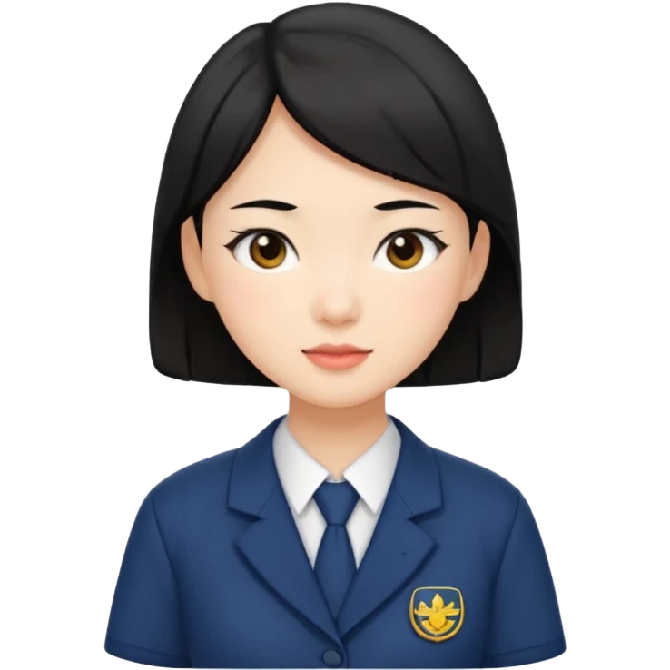 교복입은 검정 머리 동양인 단정한 여자 emoji
