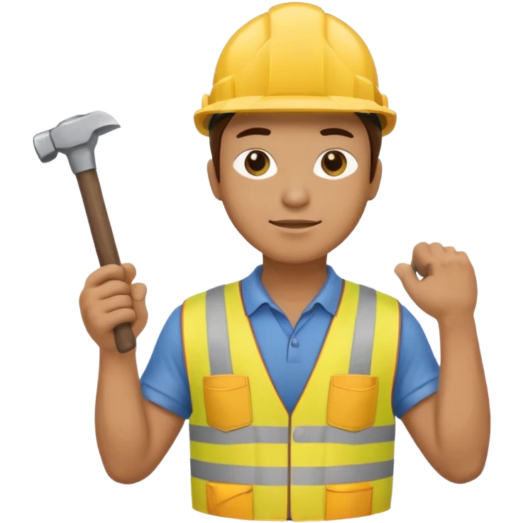 mach mir einen bauarbeiter von hinten der die rechte hand gehoben hat mit einem hammer drinnen emoji
