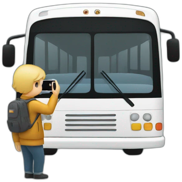 Person taking a photo of a bus emoji