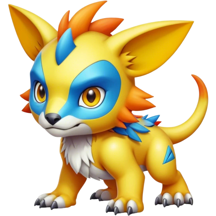 Cute cool colorful Digimon-animal-hybrid full body emoji
