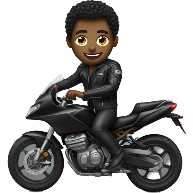 all black biker on a sport bike emoji
